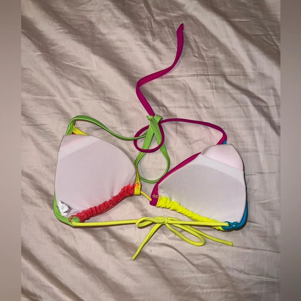 Colorful Bikini Top Multicolor Swim Top Size L